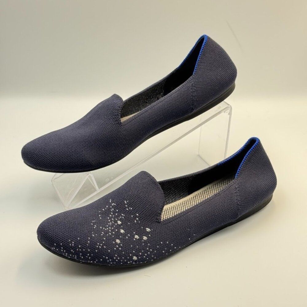 Rothy's The Loafer Cancer Zodiac Navy Blue Knit Flats Womens Size 8